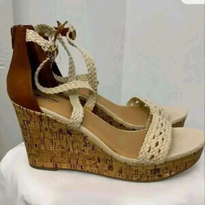 Mossimo Women's Novalee Crochet Wedge Strap Sandals Shoes Size 10 Natural brown